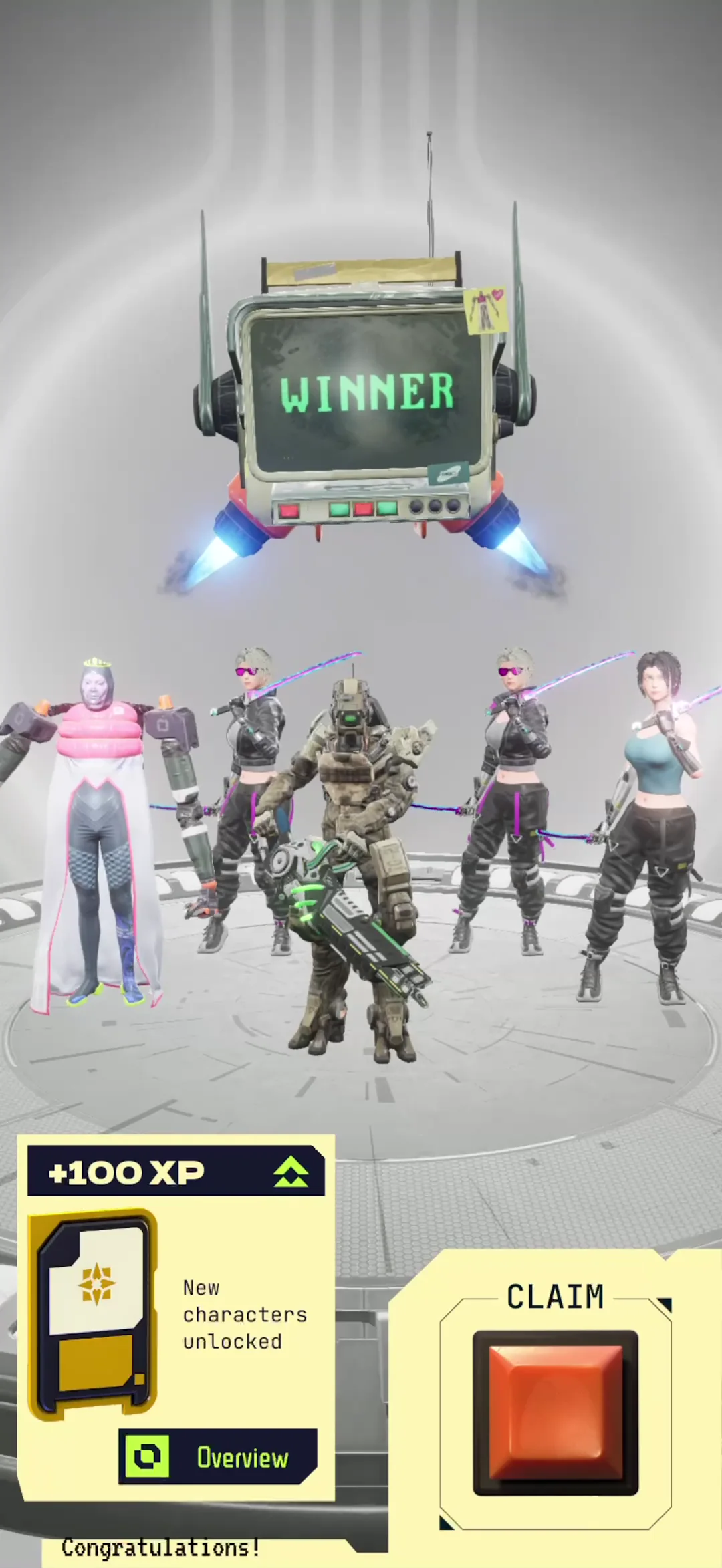The winner screen in the recorded BOG duel